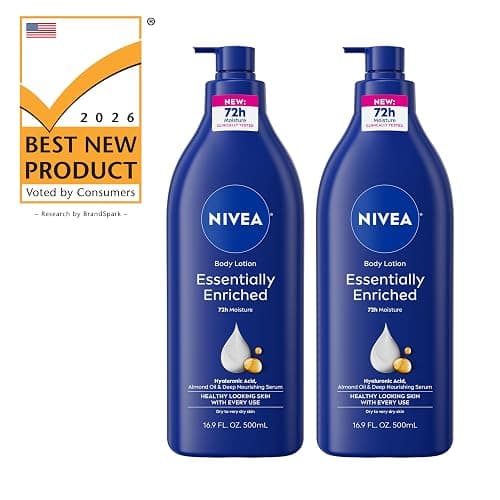 NIVEA Essentially Enriched Body Lotion, Value Pack, 2 x 16.9 FL OZ | Hydrating Body Lotion with Hyaluronic Acid, Almond Oil and Deep Nourishing Serum, For Dry to Very Dry Skin,72-Hour Moisture thumbnail 10