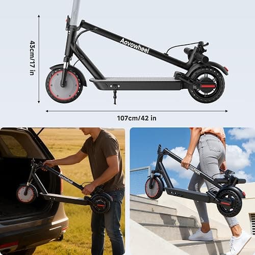 Aovowheel Electric Scooter for Adults, Folding E Scooter with 350W/500W Motor 16/24 Mph Top Speed, Max 19-23 Miles Long Range, 8.5''/10''/14''Tires Commuting Scooters with Dual Brakes System, APP thumbnail 8