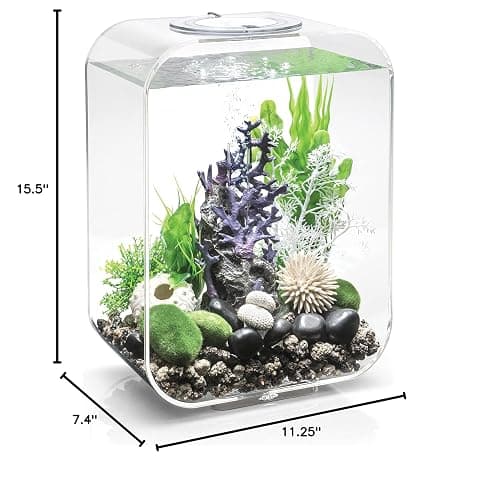 biOrb Life 15 Acrylic 4-Gallon Aquarium with White LED Lights Modern Compact Tank for Tabletop or Desktop Display, Transparent thumbnail 8