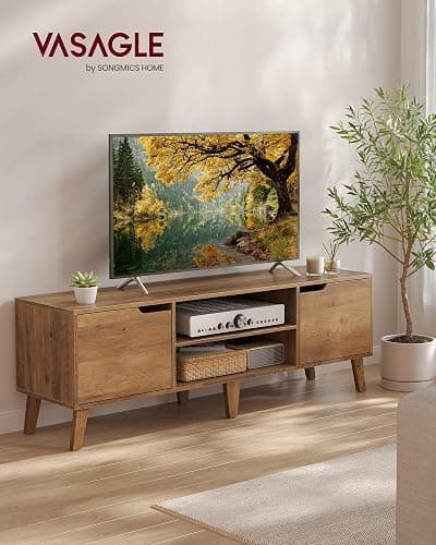 VASAGLE TV Stand for 65-Inch TVs, Entertainment Center with Adjustable Shelf, 58-Inch Long Media Console Table, Transitional Style, for Living Room, Bedroom, Honey Brown ULTV556K01 thumbnail 2