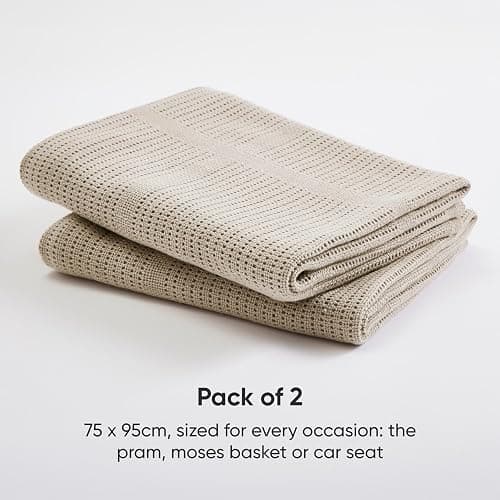 Bloomsbury Mill - Cellular Blankets Baby - 100% Organic Cotton - 2 Pack - Truffle - Taupe/Light Brown - Newborn Essentials - Soft Breathable Baby Blankets for Pram, Cot, Moses Basket - 75x95cm thumbnail 3