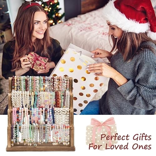 Emfogo Bracelet Holder, 4 Tier Bracelet Organizer Storage for Bracelets Bangles Watch Scrunchies, Rustic Wood Jewelry Organizer Display for Home, Vendors, Craft Shows and Store(Rustic Brown) thumbnail 4