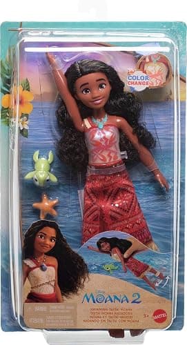 Mattel Disney Moana 2 Toys, Swimming Tautai Moana Fashion Doll with 2 Accessories, Color-Change Bodice & Kicking Legs, Inspired by the Movie thumbnail 6