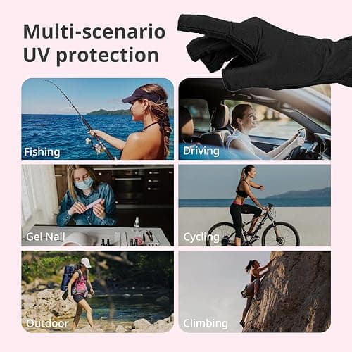 AIRSEE UV Gloves for Nail Lamp,Professional UPF50+ UV Protection Gloves for Manicures Nail Art,Fingerless Gloves That Shield Skin from The Sun and Nail Lamp (Black) thumbnail 6