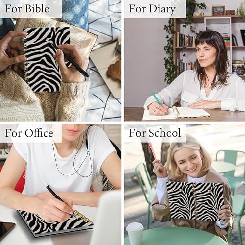 KTYHD Black White Zebra Stripe Notebook 5.5x8.3in, Zebra Spiral Journal | Black White Zebra Stripe Hardcover Spiral Notebook for Writing, Cute Animal Print Journal for Women School Supplies thumbnail 6