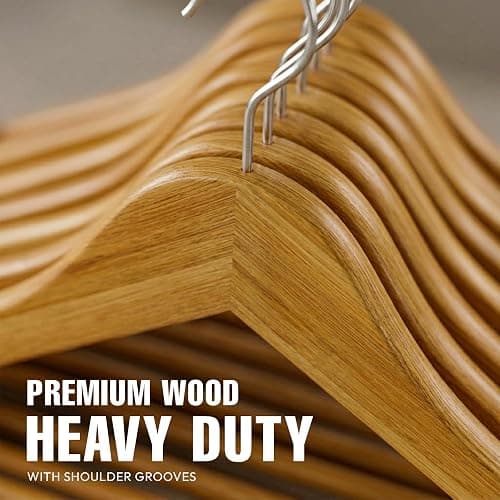 Utopia Home Premium Wooden Hangers 30 Pack - Durable & Slim Coat Hanger - Suit Hangers with 360-Degree Rotatable Hook - Wood Hangers with Shoulder Grooves (Natural) thumbnail 3