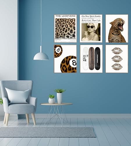 Trendy Leopard Wall Poster - Stockholm Style Room Decor for Women - Luxury Fashion Posters for Home Bedroom Apartment Dorm - HD Prints - Set of 6 Pieces - 8 x 10 inch - UNFRAMED thumbnail 3