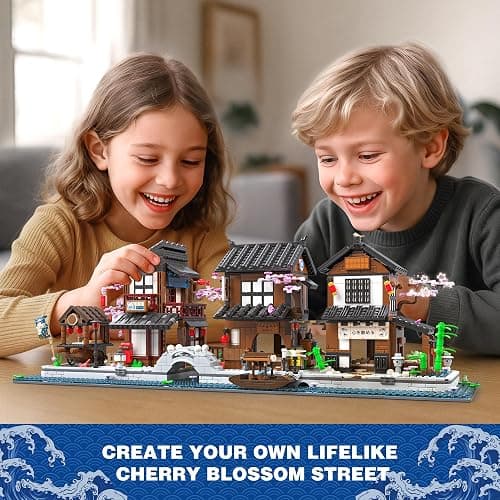 Traditional Japanese Cherry Blossom Village Building Set, Sakura Street View Architecture Building Block - Izakaya & Tea House, Collectible Construction Toy Gift for Adults & Anime Fans, 2058Pcs thumbnail 6