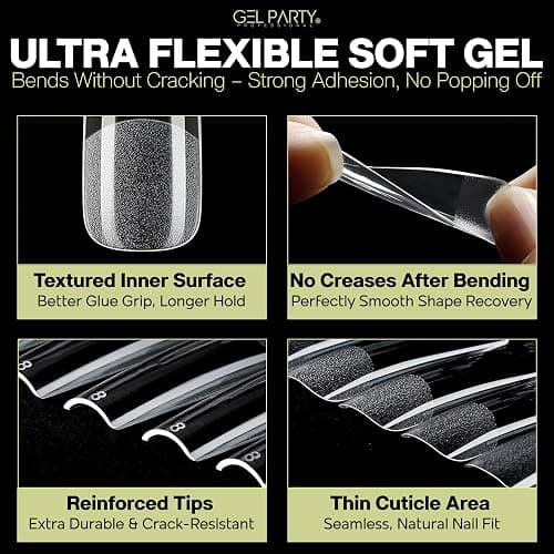 GELPARTY XL Long Square Nail Tips – 240pcs Clear ABS Full Cover Tips, 12 Sizes, Extra Long Straight Square False Nails for Acrylic & Gel Extensions, Nail Salons & DIY thumbnail 3