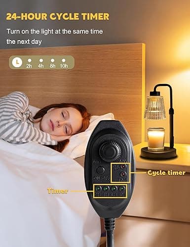 GODONLIF Candle Warmer Lamp with Timer Dimmable, Birthday Gifts for Women Mom, House Warming Gifts New Home Decor, Wax Melt Warmer for Jar Candles with 2 Bulbs thumbnail 6