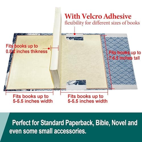 QRZIQRZ Book Cover Protector for Paperback,Adjustable Soft Canvas Fabric Book Cover with Pocket Bookmark,Double Side Print Book Dust Jacket Covers for Hardcover Book Lovers Gift Lotus Flower S thumbnail 3