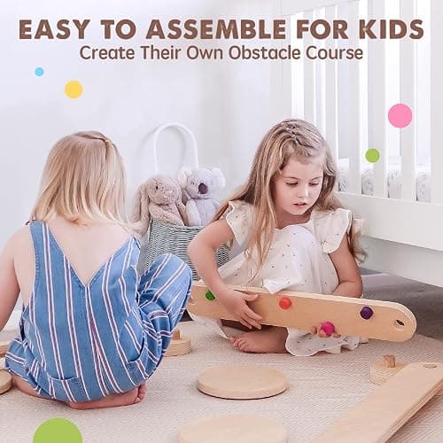Tiny Land Wooden Balance Beam, 6 PCS Toddler Balance Boards, Montessori Balance Beam for Kids Development, Coordination Motor Skills Gymnastics Obstacle Course Toys for Girls Boys thumbnail 6