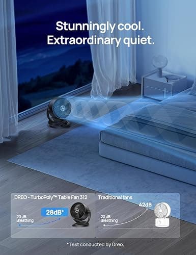 Dreo Fan for Bedroom, 12 Inches, 70ft Powerful Airflow, 28db Quiet Table Air Circulator Fans for Whole Room, 120° Adjustable Tilt, 3 Speeds, Desktop Fan for Home, Office, Kitchen thumbnail 6