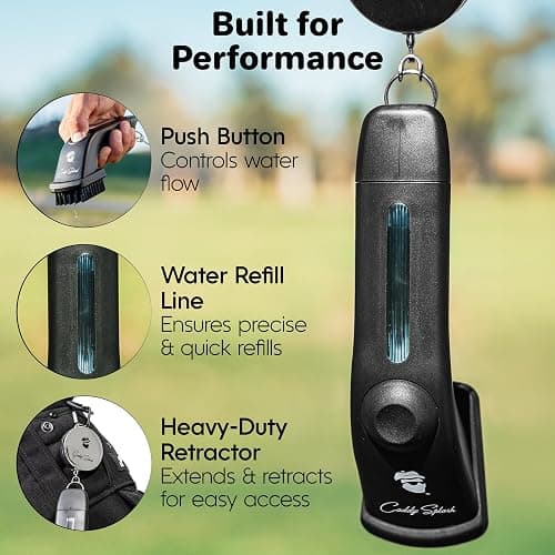 Caddy Splash Golf Club Brush Pro with Water – Heavy Duty Retractable Clip – Push Button for Easy Cleaning – Nylon Bristles – Holds 4 Oz – Golf Accessories for Men – Best Golf Gift – USA Company thumbnail 3
