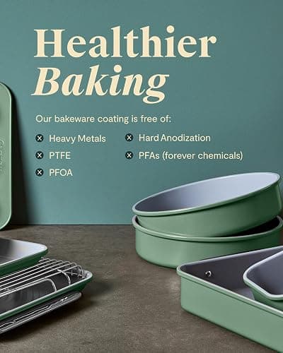 Caraway Nonstick Ceramic Bakeware Set (11 Pieces) - Baking Sheets, Assorted Baking Pans, Cooling Rack, & Storage - Aluminized Steel Body - Non Toxic, PTFE & PFOA Free - White thumbnail 6