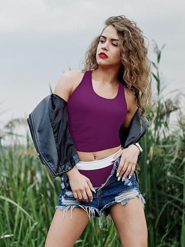 Geyoga 8 Pcs Women Basic Crop Tank Tops Sleeveless Racerback Crop Cotton Top thumbnail 3