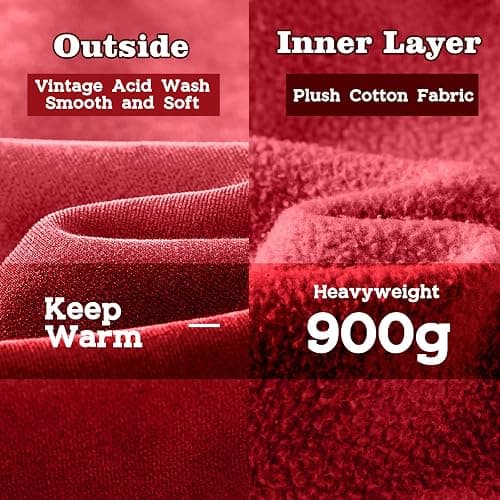 FAIABLE Womens Oversized Acid Wash Hoodie Unisex Heavyweight Cotton Hoodies Fleece Vintage Washed Sweatshirt Women Men thumbnail 5