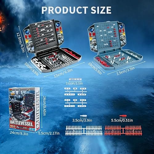 Battleship Classic Board Game – Strategy Game for Kids Ages 7 and Up, Compact & Portable Travel Game for 2 Players, Fun Family Game Night for Parent-Child Interaction thumbnail 5