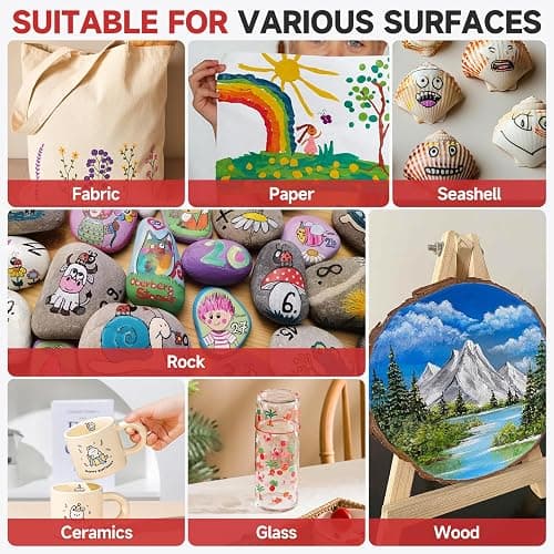Acrylic Paint Markers, 48 Color Dual Tip Acrylic Paint Pens with Brush and Fine Tips for Rock Painting,Wood,Canvas,Ceramic,Card Making,Vibrant Color Ideal for Artists, Crafters & DIY Projects thumbnail 6
