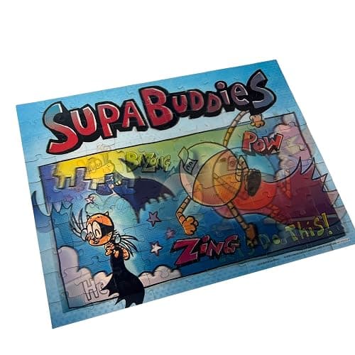 University Games 33846 Dog Man Supa Buddies 100 Piece Lenticular Jigsaw Puzzle, Multi-Colored, One Size - Image 1