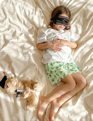 Arshiner Girls Pajama Set 3 Piece Short Sleeve Sleepwear Summer Soft Cute Pjs Outfits thumbnail 2