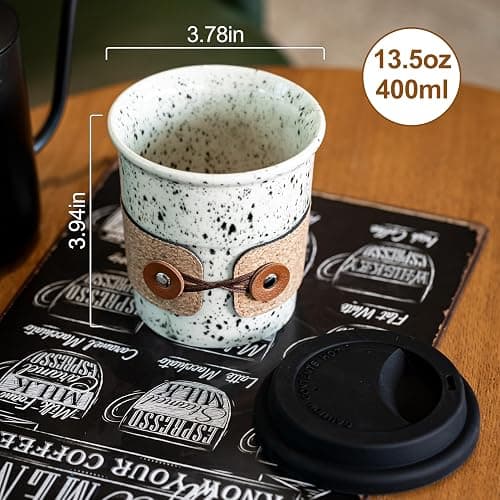 Cormomu Coffee Travel Mug, Spill Proof Coffee Tumbler, Microwave & Dishwasher Safe, Large Porcelain Coffee Cup, Tea Mug with Lid, Coffee Gifts for Men & Women, 13.5oz thumbnail 3