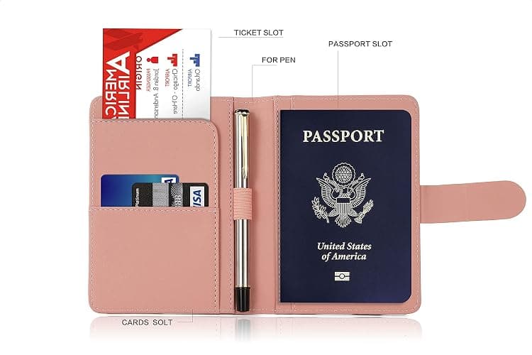 Melsbrinna Premium Leather Passport Holder Covers Case, Waterproof Rfid Blocking Travel Wallet Passport Holder with Pen Holder, Cute Passport Book for Women/Men thumbnail 3