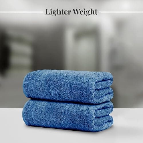 Tens Towels Pack of 4 Extra Large Bath Towels 30 x 60 Inches, 100% Cotton, Larger & Lighter Weight, Quicker to Dry, Super Soft and Absorbent, Perfect for Bathroom, Blue - Blue thumbnail 2