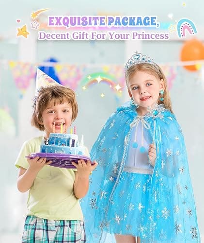 DOLNOW Princess Dress Up for Girls, Unicorn Light up Princess Cape Princess Dress Costume Crown Gift for Girls 3 4 5 6 thumbnail 3