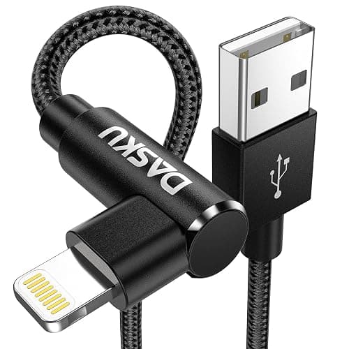90 Degree iPhone Charging Cable 2Pack 10ft Right Angle Nylon Braided Lightning Charger Cord Compatible with iPhone 14 13 12 11 Pro Max XS XR X 8 7 6 5 Plus iPad（Black） - Image 1