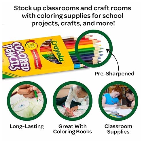 Crayola Bulk Colored Pencils for Kids (24pk) - 12 Assorted Colors, Art Supplies For Crafts & Coloring Books, Bulk Preschool & Kindergarten Classroom Supplies (Packaging May Vary) thumbnail 4