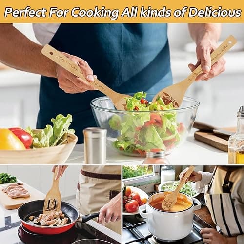 5PCS Shark Wooden Cooking Spoons Kitchen Decor Shark Gifts for Women Men Shark Lovers Birthday Gifts Party Favors Housewarming Wedding Bamboo Cooking Spoons for Everyday Use thumbnail 4