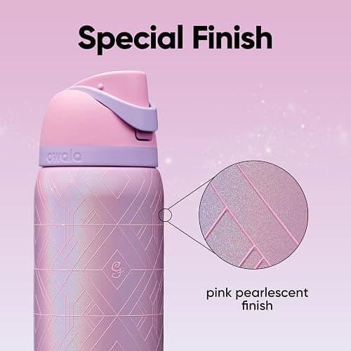 Owala Wicked FreeSip Insulated Stainless Steel Water Bottle with Straw for Sports and Travel, BPA-Free Sports Water Bottle, 32 oz, Glinda (Pink) thumbnail 7