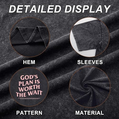 Weetiotio Christian Oversized Shirts for Women God Graphic Tees Shirts Bible Verse Jesus Shirt Religious Acid Wash Tshirts thumbnail 7