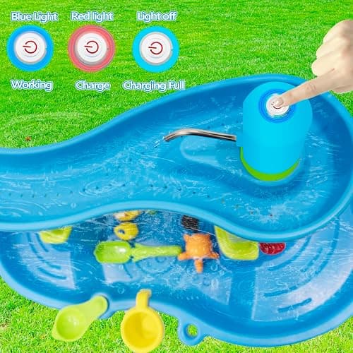 Intoypad Ultimate Water Table Pump: 3 Hours of Non-Stop Fun Rechargeable Battery Powered Water Pump for Toddlers Water Play Sand Table Toys Accessories Summer Outdoor Game Toys for Kids Blue thumbnail 6