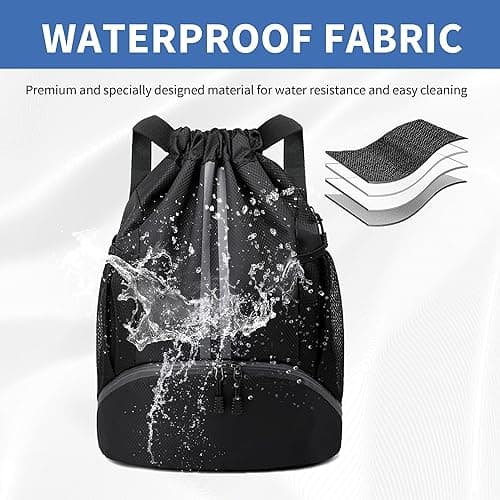 JELUTAR Drawstring Backpack Gym Bag with Shoes Compartment for Soccer, Basketball, Swim, Water-Resistant String Backpack Beach Cinch for Women Men thumbnail 6