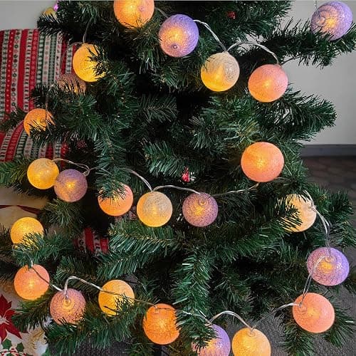 Gardeningwill 3M/10Ft 30 Purple White Ball LED Xmas Wedding Battery Operated String Fairy Light thumbnail 6