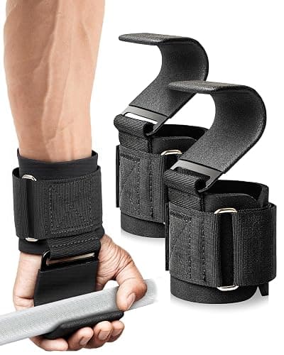 FitDA Weight Lifting Hooks (Pair), Lifting Wrist Straps For Deadlifts, Pull Ups & Shrugs, 600 Lbs(272 kg) Capacity Wristband with Thick Padding, Heavy Duty Gym Workout Grips Straps for Men and Women - Image 1