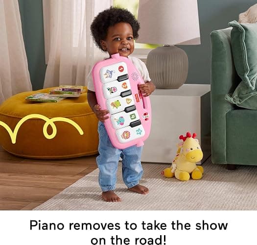 Fisher-Price Baby Playmat Glow and Grow Kick & Play Piano Gym, Pink Musical Learning Toy with Developmental Activities for Newborns 0+ Months thumbnail 2