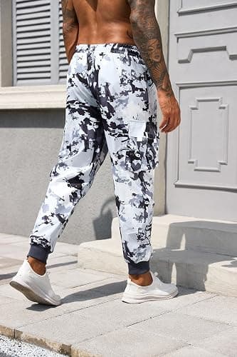 Men Techwear Cargo Joggers Flap Pocket Elastic Drawstring Waist Pants thumbnail 5