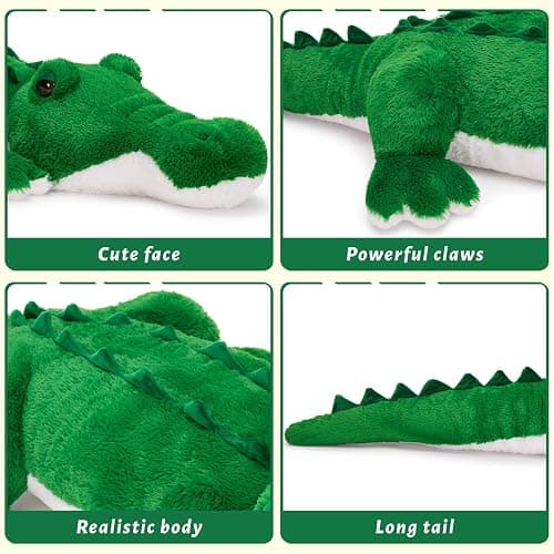 MorisMos Giant Alligator Stuffed Animal, 67inch Huge Alligator Plush Toy, Large Stuffed Crocodile Pillow for Kids, Green thumbnail 6