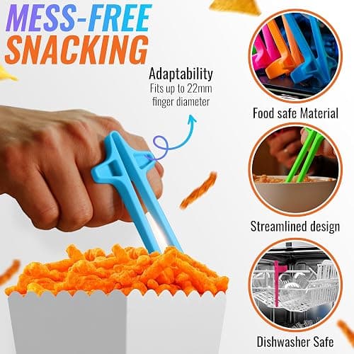 SNACTIV LITE Finger Chopsticks for Gamers 4PC NEON Bundle - As Seen on Shark Tank! The Official Snacking Tool of the Future - Enjoy Snacks and Chips with Ease - Innovative Gaming Snacking Solution thumbnail 3
