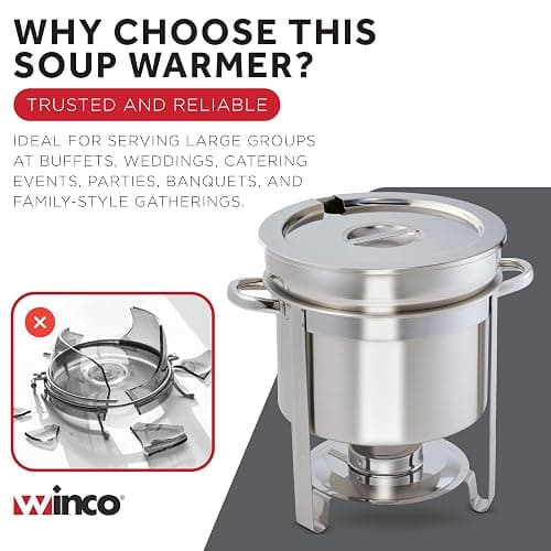 Winco 211 Stainless Steel Marmite Soup Chafer 11qt Round W/ Cover & Fram thumbnail 6