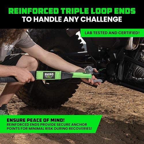 Rhino USA Recovery Tow Strap (2" x 20') - 20,024lb Break Strength - Emergency Recovery Strap Tow Rope for UTV, ATV & More - Heavy Duty Towing Strap for Offroad 4x4 Use - Compatible with RZR and Can-Am thumbnail 3