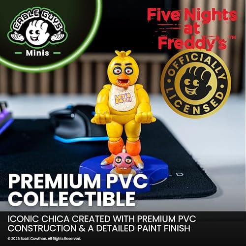 Cableguys Minis Five Nights at Freddy's Chica Phone Stand & Earbuds Holder - Novelty Phone Stand for Desk Decor and Bedside Accessories, In Ear Headphone Holder for Smartphone & Small Devices thumbnail 4