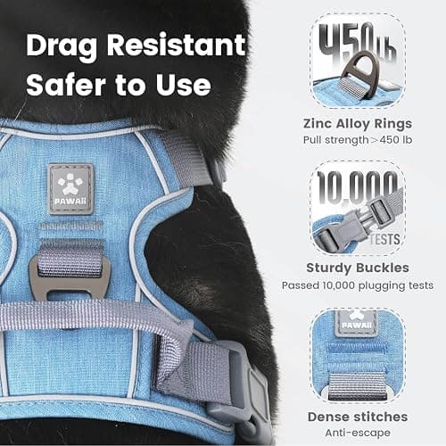 Pawaii No Pull Dog Harness with Pet ID Tag,Reflective Strips No Choke Front O Ring Breathable Mesh Adjustable Soft Padded Pet Vest with Easy Control Handle for Small Dogs thumbnail 4