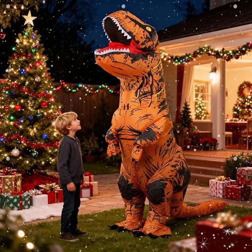 JASHKE Inflatable Dinosaur Costume for Adult Halloween Dinosaur Costumes Blow up T rex Costume for Adults thumbnail 4