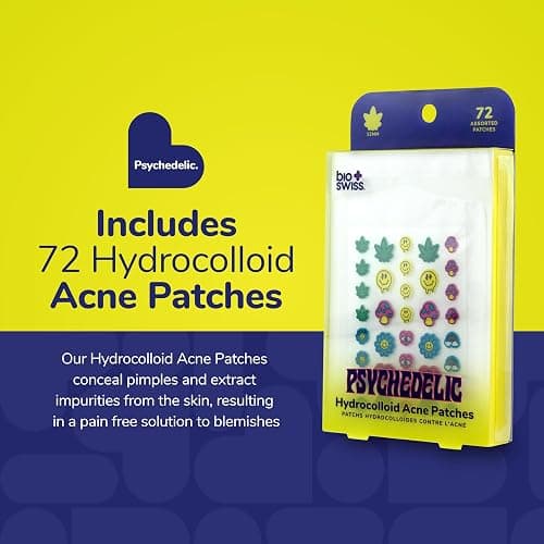 BioSwiss Psychedelic Pimple Patches, Hydrocolloid Acne Patch for Zits and Blemishes, Face and Skin Stickers, 72 Count thumbnail 2