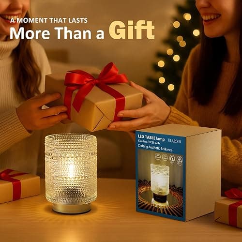 Small Battery operated Lamp with Timer for Bedside/Coffee Table/Book shelf Decor,Cordless Aesthetic Lamps with Warm Moody Lighting for Home Decor/Dorm/Bathroom/ Patio/Entryway/Cubicle Decor(Clear) thumbnail 8
