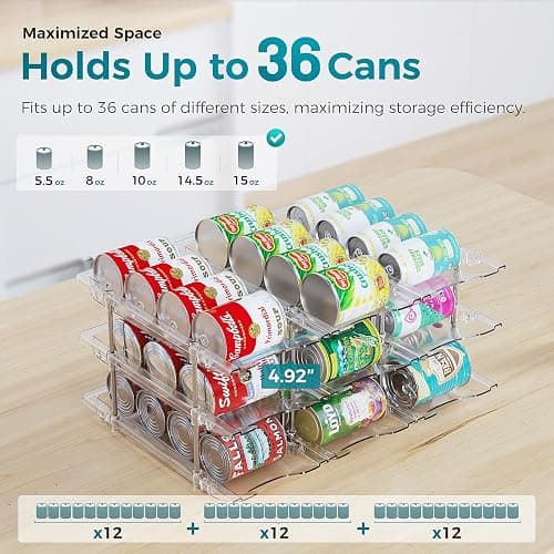 oylik Can Organizer for Pantry, 3 Tiers Can Storage Rack, up to 36 Cans Food Holders for Fridge, Cabinet and Pantry Organization thumbnail 5
